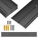 36" L x 4" W Aluminum Floor Transition Strip Metal Door Threshold, 0.1" H Flat Profile for Carpet Vinyl Wood Tile Concrete Flooring Gaps, Modern Doorway Protector Decoration(Black,5pcs)