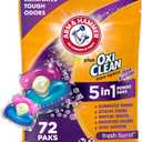 ARM & HAMMER Plus OxiClean With Odor Blasters Laundry Detergent, 5-IN-1 Power Paks, 72 Ct