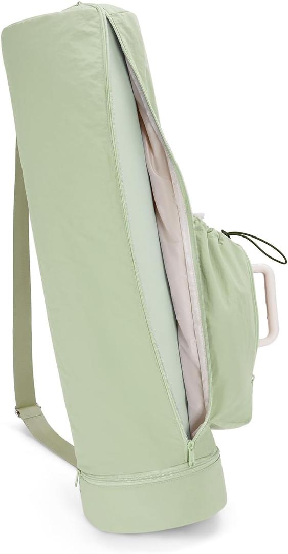 sportsnew Puffy Yoga Mat Bag Yoga Gym Bags for Women Men, Full-Zip Pilates Bag with Wet Pocket & Side Zip Drawstring Pocket Fits Tumblers with Handle, Yoga Mat Storage for Carrier Quick Access