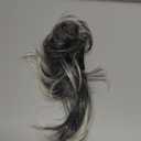 FESHFEN Claw Clip Short Ponytail Extensions - DIY Bendable Metals Fluffy Messy Bun Hair Piece Straight Synthetic Hairpieces Ponytail Extension for Women, Black Gray and White Tips