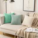 MIULEE Pack of 2 Corduroy Pillow Covers Super Soft Throw Pillow Covers Striped Pillowcases for Sofa Bedroom Couch 20 x 20 Inch Greyish Green