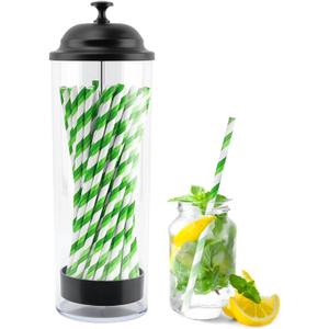 Straw Holder,Straws Holder Dispenser,Drinking Straw Container with Lid for Counter,Drinking Straw Organizer,for Kitchen Bar Party Counter Straw Storage,Holds Straws up to 8.5 Inches(Clear) (Black)