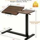 KEIKI Height Adjustable Rolling Laptop Desk, Portable Mobile Standing Workstation with Tiltable Top, Brown
