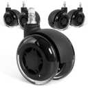 Office Chair Wheels, 3 Inch Double Rollerblade Office Chair Wheel Replacement-Smooth & Quiet Rolling Chair Wheels for Hardwood Floors & Carpet for Heavy Duty Gaming Chair Set of 5 Black