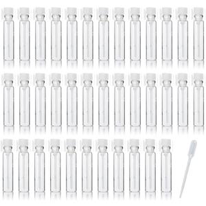 JJKMALL- 100PCS 1ml 1/4 Dram Empty Glass Perfume Sample Bottle Vials with 3ml 1pcs Droppers Samplers for Essential Oils Aromatherapy caps with