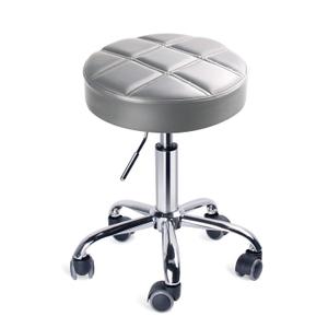 Leopard Round Rolling Stools, Adjustable Work Medical Stool with Wheels (Light Grey)