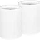 Tall Lamp Shades Set of 2, 10" Top X 10" Bottom X 13" High Large Drum Lampshades for Table Lamps Floor Lamp, White Line Fabric Lamp Shades, Easy Assembly Replacement Lampshades