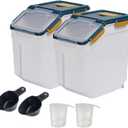 Large Flour Storage Container Bin 25Lb, 2Pack Airtight Rice Storage Containers with Wheels Seal Locking Lid, BPA Free with Measuring Cup&Scoop for Flour, Rice, Grain (Blue)