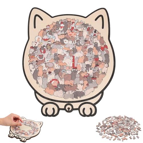 135-Piece Colored Cat Shaped Wooden Jigsaw Puzzle, Cats Shaped Wooden Puzzle, Unique Animal Shape Wood Puzzle, Creative Gifts for Cats Lovers, Home Decor