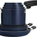 Tramontina Aluminum Non Stick 11-Piece Nesting Pots and Pans Set with Lids - Naval, Kitchen Nonstick Cookware Set, Dishwasher and Oven Safe