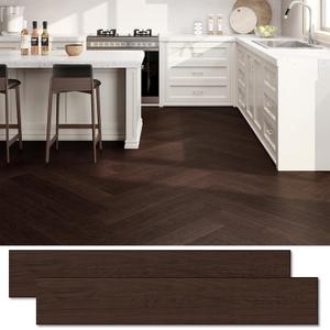 36 Pack Peel and Stick Vinyl Floor Tiles 54 Sq. Ft., Upgraded 0.07-Inch 36" x 6", Wood Look Waterproof Self-Adhesive Flooring Planks, DIY Flooring for Kitchen, Bathroom, Living Room, RV, Dark Brown