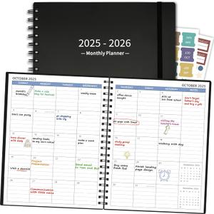 Monthly Planner 2025-2026 (7.4'' x 9.6''), 18 Months Calendar Planner from Jul 2025-Dec 2026, 2025 Agenda with Pocket, 120GSM Paper, Black