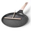 Nonstick Crepe Pan with Spreader, 10 Inch Non Stick Granite Coating Dosa Pan Pancake Flat Skillet Crepe Maker Pan Healthy Stone Cookware, PFOA FREE