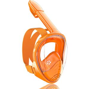QingSong Kids Snorkel Mask Full Face, Snorkeling Set with Camera Mount, Foldable 180 Degree Panoramic View Snorkeling Gear Anti-Fog Anti-Leak (X-Small, Orange)