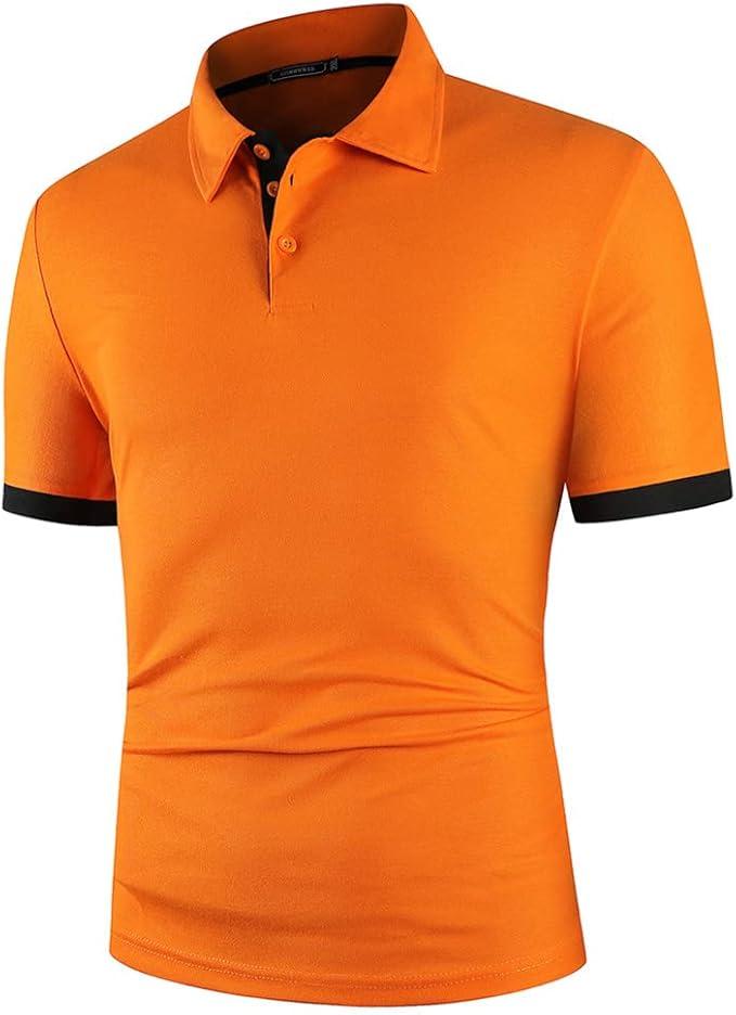 Dninmim Men's Lapel Collar Contrast Color Short Sleeve Polo Shirt Summer Casual Business Golf Sports Shirt
XL