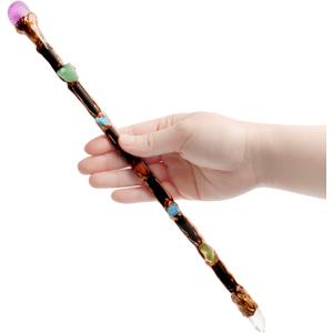 Rich Boxer Fine Handcrafted Purple White Crystal and Amethyst Gemstone Magic Wand for Witches and Wizards