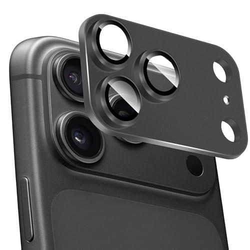 ZXZone for iPhone 17 Pro Camera Lens Protector, Strong Adhesion Aluminum alloy & Sapphire Glass material [Drop Protection] 9H Tempered Glass Camera Cover screen Metal Ring Case Friendly Scratch Resistant Easy to Install (Black)