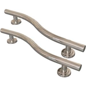 24 Inch Wave Grab Bar, Polished Chrome Shower Handrail, 2 Pack