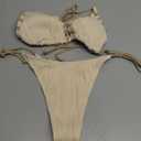 WDIRARA Women's Two Piece Bikini Set Halter Triangle String Bikini Swimsuit (X-Large, Apricot)