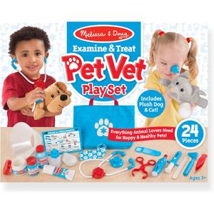 Melissa & Doug Examine and Treat Pet Vet Play Set (24 pcs) - Kids Veterinary Play Set, Veterinarian Kit For Kids, STEAM Toy, Pretend Play Doctor Set For Kids Ages 3+