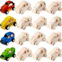 Chivao 12 Pcs Wooden Cars to Paint for DIY Car Unfinished Wooden Cars Paintable Crafts Things to Paint for Home Activities Craft Projects, Easy Woodworking(Vivid Style) 