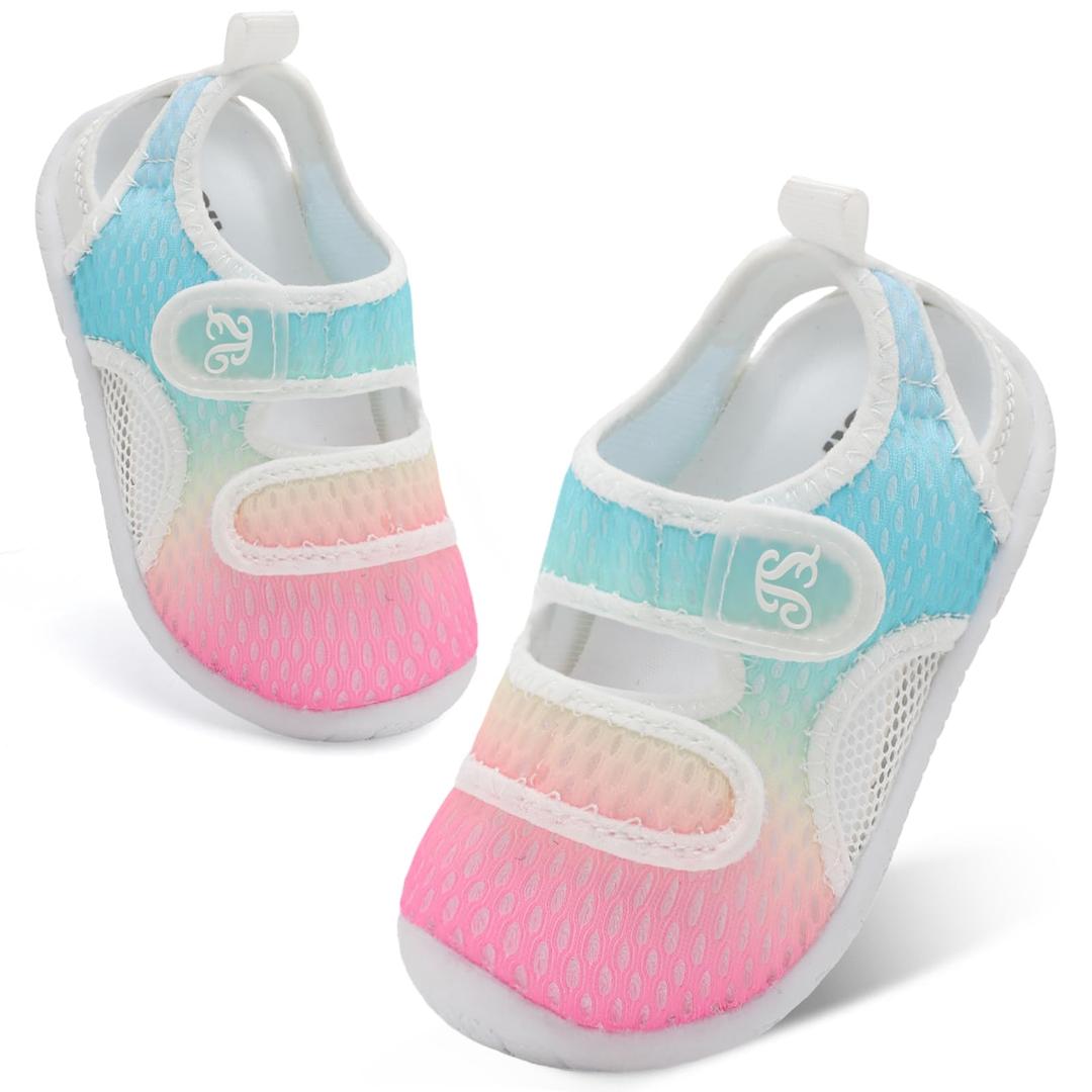 JIASUQI Baby water shoes for girls sandals for toddler swim shoes barefoot sandals Colorful Size 3-4