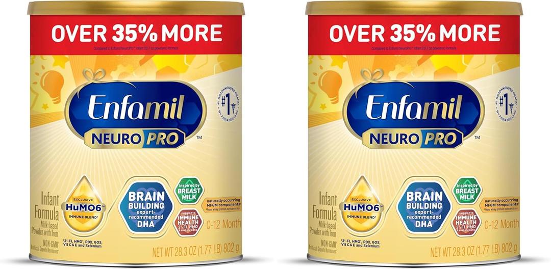 Enfamil NeuroPro Baby Formula, MFGM* 5-Year Benefit, Expert-Recommended Brain-Building Omega-3 DHA, Exclusive Immune Supporting HuMO6 Blend, Infant Formula Powder, Baby Milk, 28.3 Oz (Pack of 2)