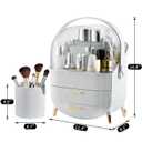 CANITORON Makeup Organizer,Skincare Organizer with 2 Drawers and Brush Storage Box,Cosmetic Display Case for Vanity Organizer and Bathroom Countertop Storage.(White)