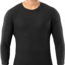 Indera Men's Traditional Waffle Thermal Underwear Long Sleeve Shirt (Large, Black)