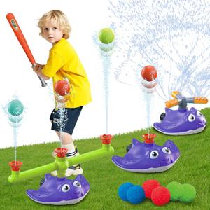Water Sprinkler Baseball Toy for Kids Yard Outdoor Play,Summer Water Game with 360 Roating Spray Sprinkler Toy for Summer Outside Backyard Fun Garden Lawn Toddlers for Boys Girls Dogs Pets