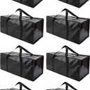 Extra Large Moving Bags with Zippers & Carrying Handles, Heavy-Duty Storage Tote for Space Saving Moving Storage, Fold Flat, Alternative to Box and Bin - 8 Pack, Black