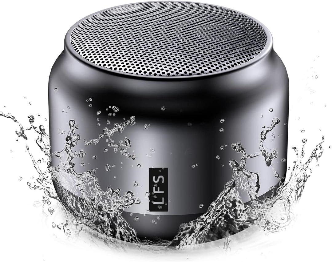LFS Portable Bluetooth Shower Speaker, Waterproof Outdoor Wireless Speaker, Ultra-Long Play Time 15 Hours, TWS Pairing, Suitable for Home, Pool, Beach, Boating, Hiking, Camping (Silver)