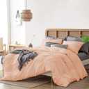 800 TC Cotton Duvet Cover Set 3 PCS  Soft Comforter/Quilt Cover with Zipper Closure & Corner Ties  1 Duvet Cover + 2 Pillow Shams, Luxury Bedding Set-Peach, Twin/Twin XL (68 X 90)