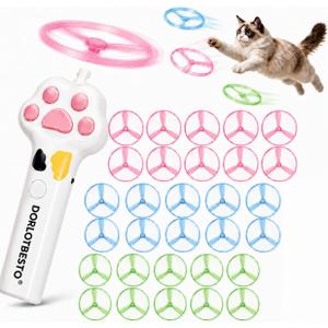 Automatic Cat Toy Launcher with 30 Glow in the Dark Flying Discs – Interactive Fetch Shooter for Indoor Cats, Exercise & Hunting Enrichment Toy, Safe for Kittens & Adults