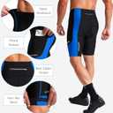 Bikewa Men's Bike Shorts 3D Padded Cycling Road Biking Mountain Riding Biker Bicycle UPF 50+ Cycle Shorts Zipper Pockets, Blue, Large 