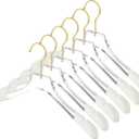 Besser Luxury Acrylic Hangers 15in,6 Pack Gold Acrylic Hangers with Wide Shoulders for Coat Suit,Premium Crystal Non-Slip Hangers with Gold Hook,Acrylic Suit Hangers