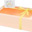 PSHVYM Large Gift Box with Window, 13.5x9x4.3 In Rose Gold Gift Box for Presents Magnetic Lids Collapsible for Bridesmaid Proposal Box, Wedding, Birthday, Christmas, Contains Card, Ribbon