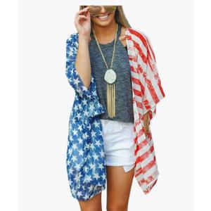 DDSOL Women's American Flag Kimono Cover up Beachwear Cardigan Loose Tops Shirt Blouse