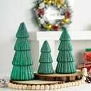 2 x 3Pcs Artificial Christmas Tree Decorations Glittering Foam Tabletop Xmas Tree Modern Christmas Centerpiece Decor for for Table Mantel Home Holiday Party Decor(Green)