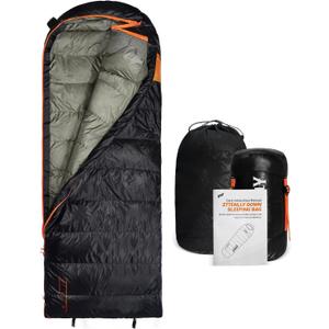 ZTTENLLY Down Sleeping Bag for Adults - Lightweight and Compact for Backpacking, Camping and Hiking - 550/600 FP, 0/20/30 Degree and 4-Season Sleeping Bag for Cold Weather, Size: Standard