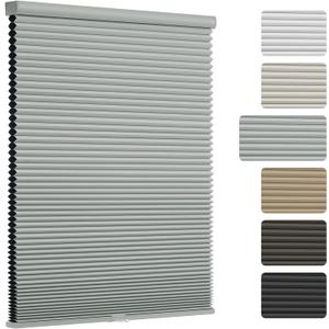 Changshade Cordless Cellular Shades, Blackout Room Darkening Black Out Honeycomb Blinds for Indoor Windows Bedroom, Pull Down Pleated Accordion Blind Easy Install, Shade Size 40" Wx72 H, Gray