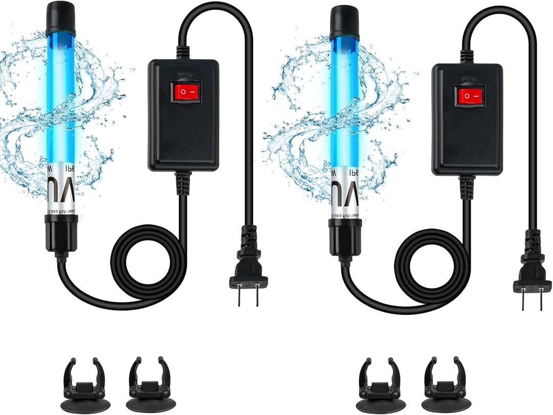 2-Pack 11W Aquarium UV Light for 55-150 Gallon Fish Tank Aquarium Algae Clean Light Green Machine Algae Remover