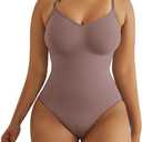 SHAPERX Women's Shapewear Bodysuit Tummy Control Body Shaper Seamless Sculpting Snatched Waist Body Suit (Umber Thong), S/M