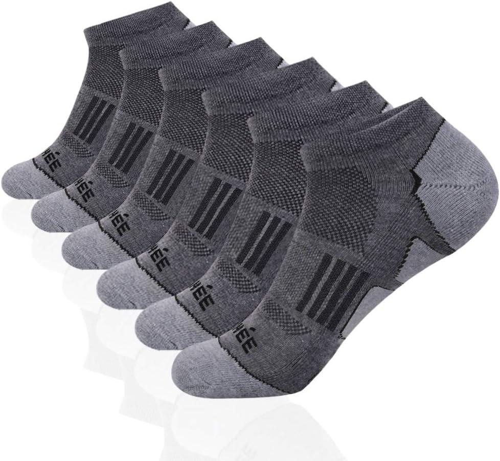 JOYNE Men's 6 Pack Athletic No Show Performance Cushioned Low Cut Running Socks