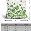 St Patricks Day Pillow Covers 18x18 Inch Set of 2 Irish Shamrock Clover Green Pink Floral Cotton Linen Decorative Throw Pillow Case Saint Patricks Day Cushion Covers for Bedroom Sofa Living Room Decor