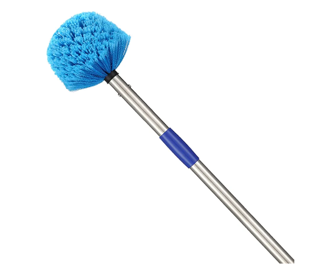 Duster, Cobweb Duster with Extension Pole, Medium Stiff Bristles Cobweb Duster Head & 6-Feet Stainless Steel Pole Ceiling Fan Duster for Outdoor Indoor Cleaning