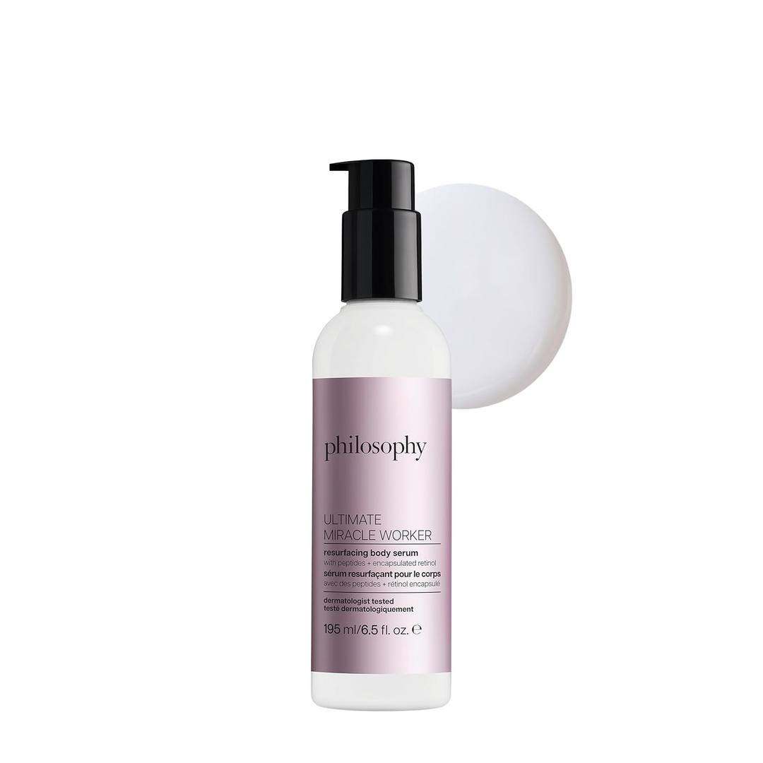 philosophy Ultimate Miracle Worker Resurfacing Body Serum - with Retinol, Hyaluronic Acid & Peptides - Clinically Proven to Immediately Double Skin's Moisture and Reduce Crepiness - 6.5 fl oz