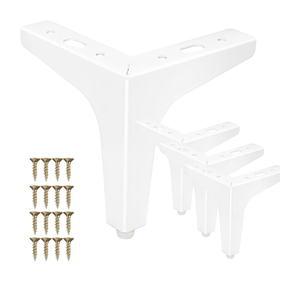 4 Inch Metal Furniture Legs, Set of 8 Modern Diamond Triangle White DIY Replacement Feet Corner Legs for Cabinet, Sofa, Sideboard, Couch, Dresser Makeover