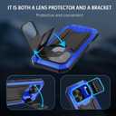 Compatible with iPhone 17 Pro Max Metal Case with Camera Cover Stand Built in Gorilla Glass Full Body Hybrid Military Heavy Duty Armor Silicone Rugged Phone Cover for Man Woman (Blue)