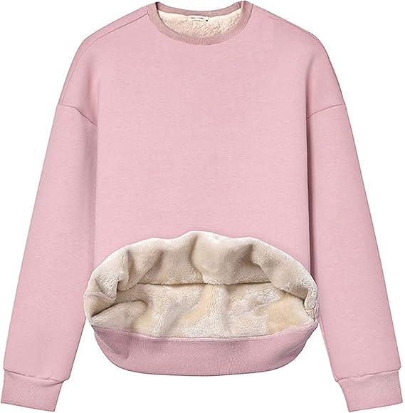 Yeokou Womens Winter Casual Sherpa Fleece Round Collar Pullover Sweatshirt Outerwear XS